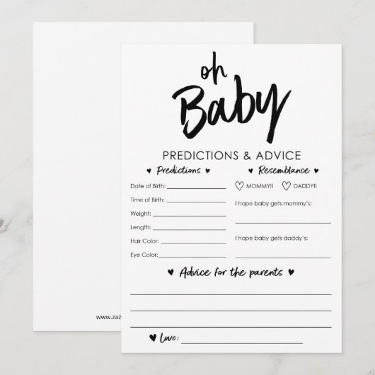 Oh Baby voorspelling en advieskaart Kaart (Voorkant / Achterkant)