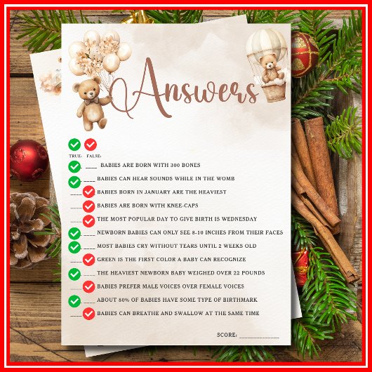 OH BABY WAAR OF ONWAAR Baby shower Spel Schattige  Kaart