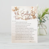 OH BABY WAAR OF ONWAAR Baby shower Spel Schattige  Kaart (Staand voorkant)