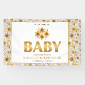 Oh Baby Watercolor Rose Gold Baby Shower Spandoek (Horizontaal)