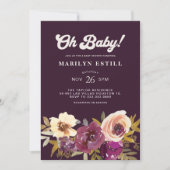 Oh Baby Waterverf Autumn Maroon Baby shower Kaart (Voorkant)