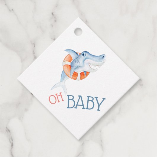 Oh baby waterverf baby shower bedankjes labels (Voorkant)
