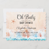 Oh Baby Waterverf Beach Baby shower Kaart (Voorkant)