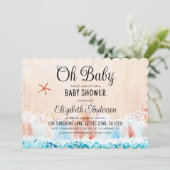 Oh Baby Waterverf Beach Baby shower Kaart (Staand voorkant)