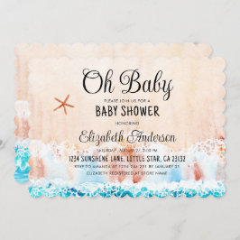 Oh Baby Waterverf Beach Baby shower Kaart
