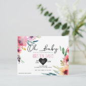 Oh Baby Waterverf Bloemen Meisje Baby shower Briefkaart (Staand voorkant)