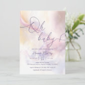 Oh Baby Waterverf Clouds Baby shower Kaart (Staand voorkant)