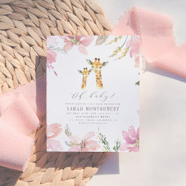 Oh Baby Waterverf Floral Giraffe Baby shower Uitnodiging Briefkaart