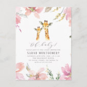 Oh Baby Waterverf Floral Giraffe Baby shower Uitnodiging Briefkaart (Voorkant)