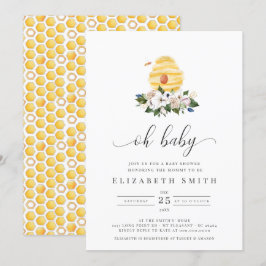 Oh Baby Waterverf Geel Floral Baby shower Kaart