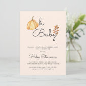Oh Baby Waterverf pompoen Herfst rustiek Baby show Kaart (Staand voorkant)