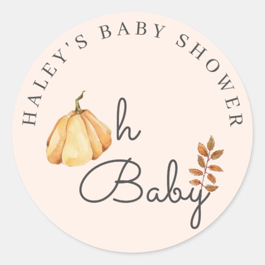 Oh Baby Waterverf pompoen Herfst rustiek Baby show Ronde Sticker (Voorkant)