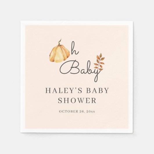 Oh Baby Waterverf pompoen Herfst rustiek Baby show Servet (Voorkant)
