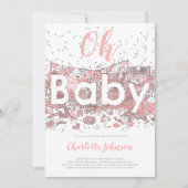 Oh Baby Waterverf Roze Baby shower Kaart (Voorkant)