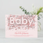 Oh Baby Waterverf Roze Baby shower Kaart (Staand voorkant)