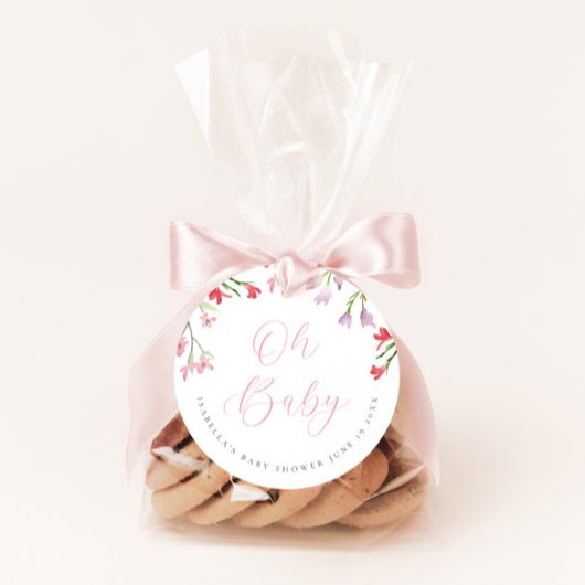 Oh Baby Waterverf Roze Meisje Baby shower Bedankjes Labels