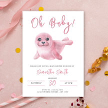 Oh Baby! Waterverf Roze Zeehond Baby Shower