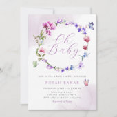 Oh Baby Waterverf Wildflower Boho Baby shower Kaart (Voorkant)