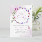 Oh Baby Waterverf Wildflower Boho Baby shower Kaart (Staand voorkant)