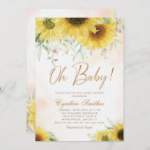 Oh Baby Waterverf Zonnebloem Baby shower Kaart (Voorkant / Achterkant)