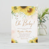 Oh Baby Waterverf Zonnebloem Baby shower Kaart (Staand voorkant)