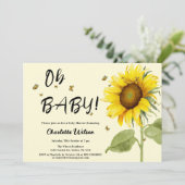 Oh Baby! Waterverf Zonnebloem Baby shower Kaart (Staand voorkant)