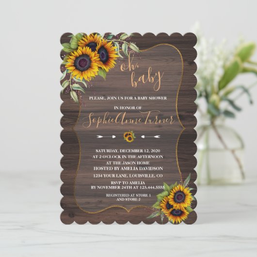 Oh BABY Waterverf Zonnebloemen Baby shower Kaart (Staand voorkant)