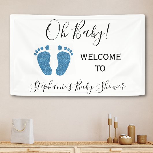 Oh Baby Welkom Boy Baby shower Spandoek