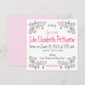 Oh Baby! Whimsical Springtime Birth Announement Aankondiging (Voorkant / Achterkant)