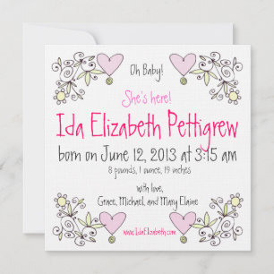 Oh Baby! Whimsical Springtime Birth Announement Aankondiging