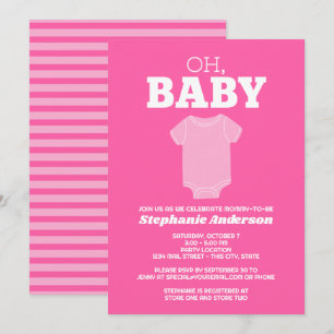 Oh Baby - Whimsical T-shirt Pastel Roze Baby Showe Kaart
