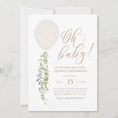 Oh Baby White ballon Eucalyptus Baby shower Kaart (Voorkant)