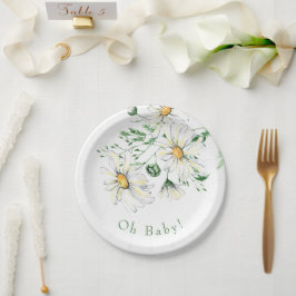 Oh Baby White Daisies Shower Papieren Bordje