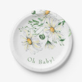 Oh Baby White Daisies Shower Papieren Bordje (Voorkant)