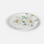 Oh Baby White Daisies Shower Papieren Bordje (Gekanteld)