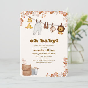 Oh Baby Wilde Jungle Safari Waslijn Baby Shower Kaart