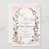 Oh Baby Wildflower Baby shower Uitnodiging (Voorkant)