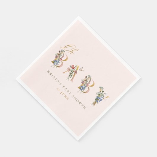 Oh Baby  Wildflower Blush Baby shower Servet (Hoek)