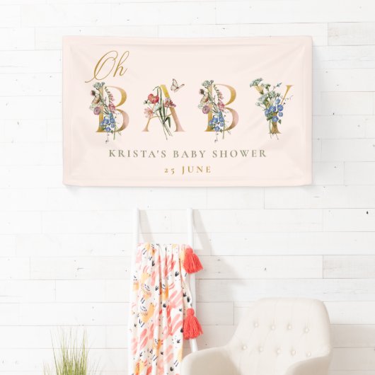 Oh Baby  Wildflower Blush Baby shower Spandoek (Insitu)