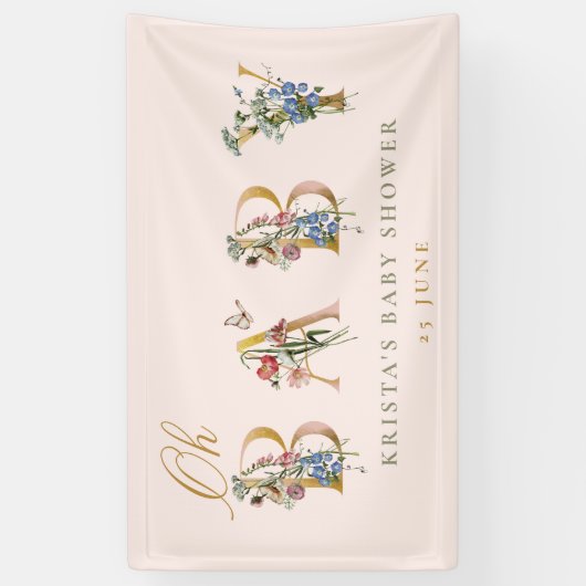 Oh Baby  Wildflower Blush Baby shower Spandoek (Verticaal)