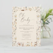 Oh Baby Wildflower Rustic Baby Shower  Kaart (Staand voorkant)