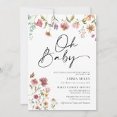 Oh Baby Wildflower Theme Baby shower Uitnodiging (Voorkant)
