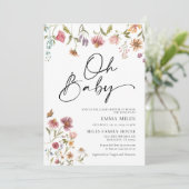 Oh Baby Wildflower Theme Baby shower Uitnodiging (Staand voorkant)