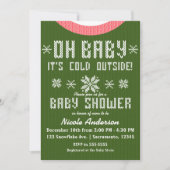 OH BABY Winter Baby shower gebreide trui rood groe Kaart (Voorkant)