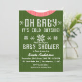 OH BABY Winter Baby shower gebreide trui rood groe Kaart (Staand voorkant)