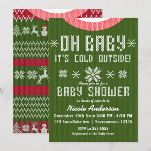 OH BABY Winter Baby shower gebreide trui rood groe Kaart