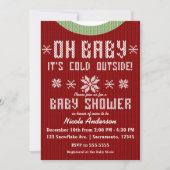 OH BABY Winter Baby shower gebreide trui rood groe Kaart (Voorkant)