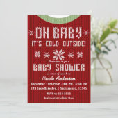 OH BABY Winter Baby shower gebreide trui rood groe Kaart (Staand voorkant)
