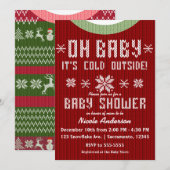 OH BABY Winter Baby shower gebreide trui rood groe Kaart (Voorkant / Achterkant)