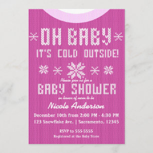 OH BABY Winter Baby shower Knit Sweater Pink Kaart